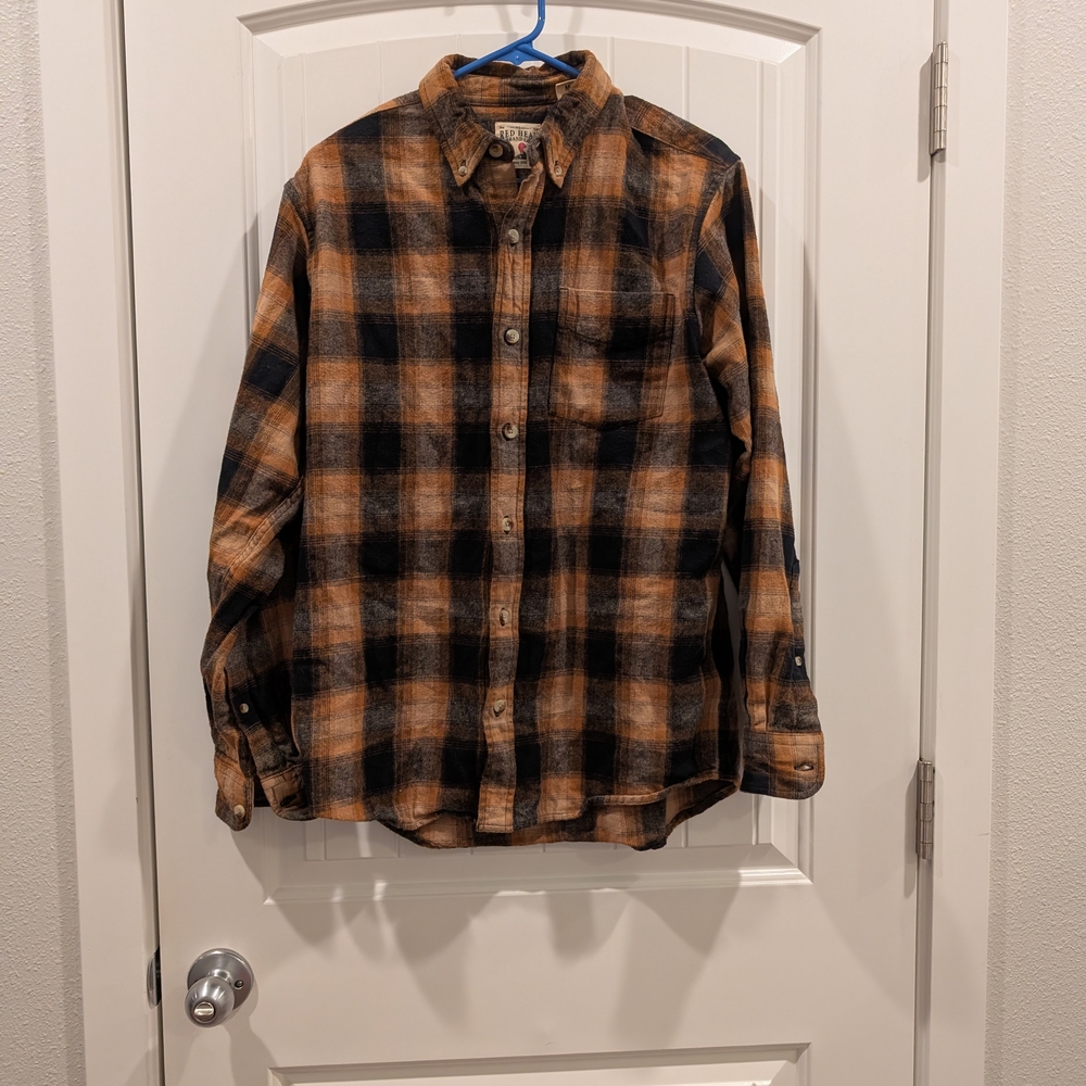 3 For $18 RedHead Black and Brown Plaid Button Down Shirt